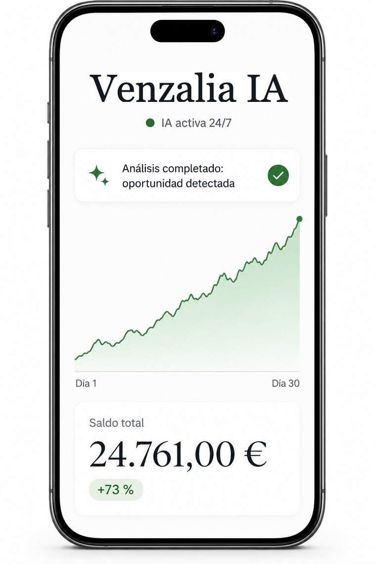 La aplicación Venzalia IA: análisis de la IA en tiempo real y saldo de la cuenta